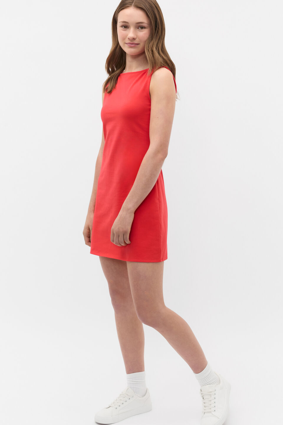 Boat Neck Tank Dress  Strawberry Red