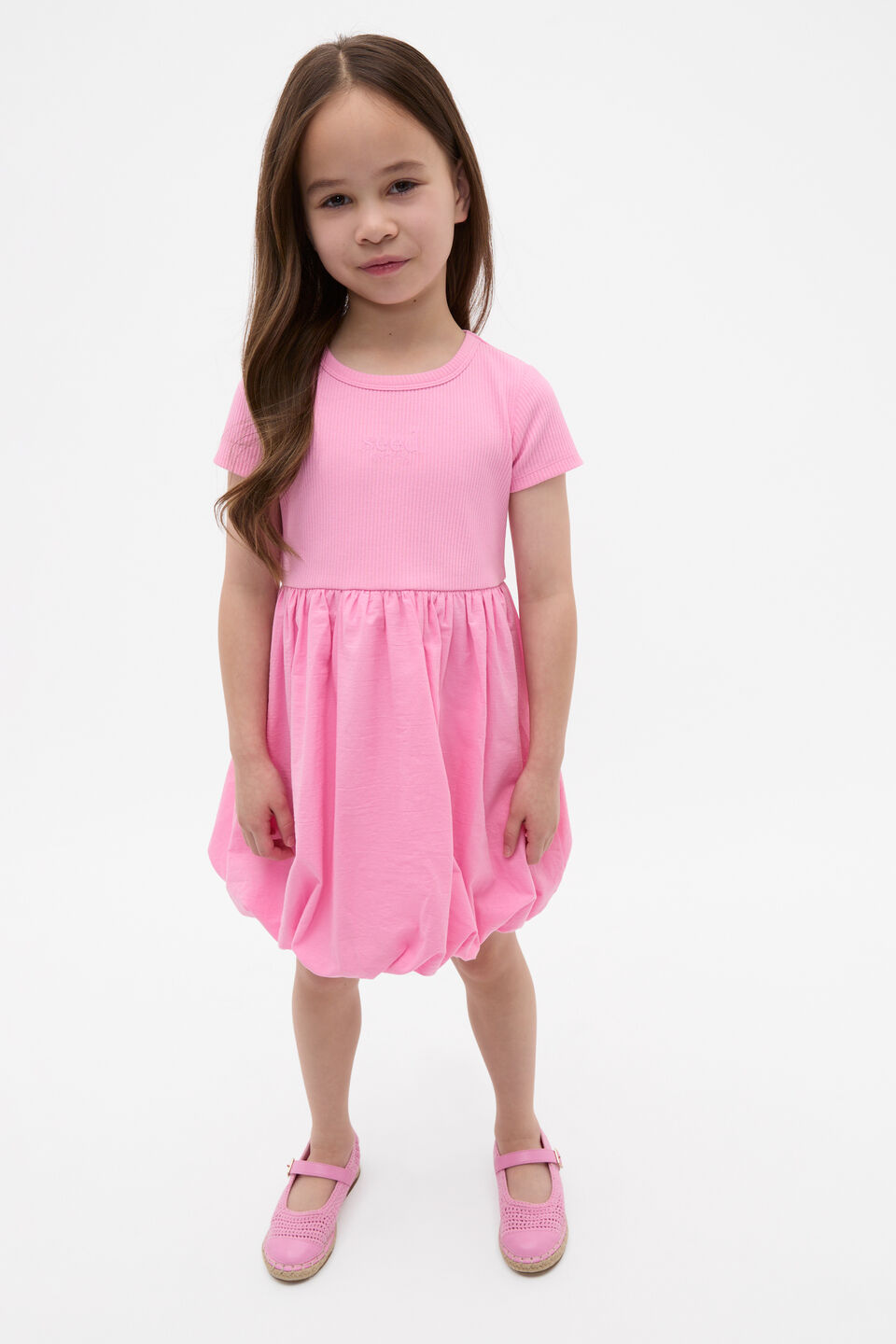 Spliced Logo Dress  Candy Pink