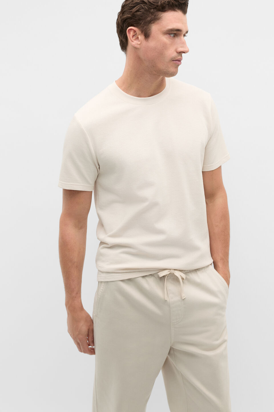 Textured Tee  Pebble