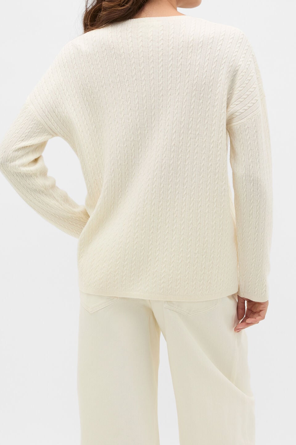 Australian Merino Mini Cable Knit  Coconut Cream