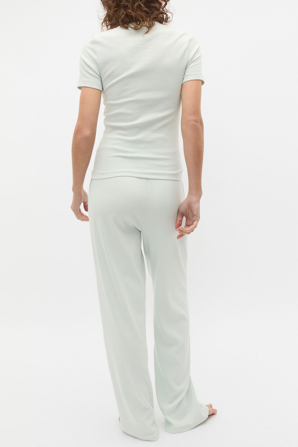 Short Sleeve and Wide Leg Pant PJ Set  Mist