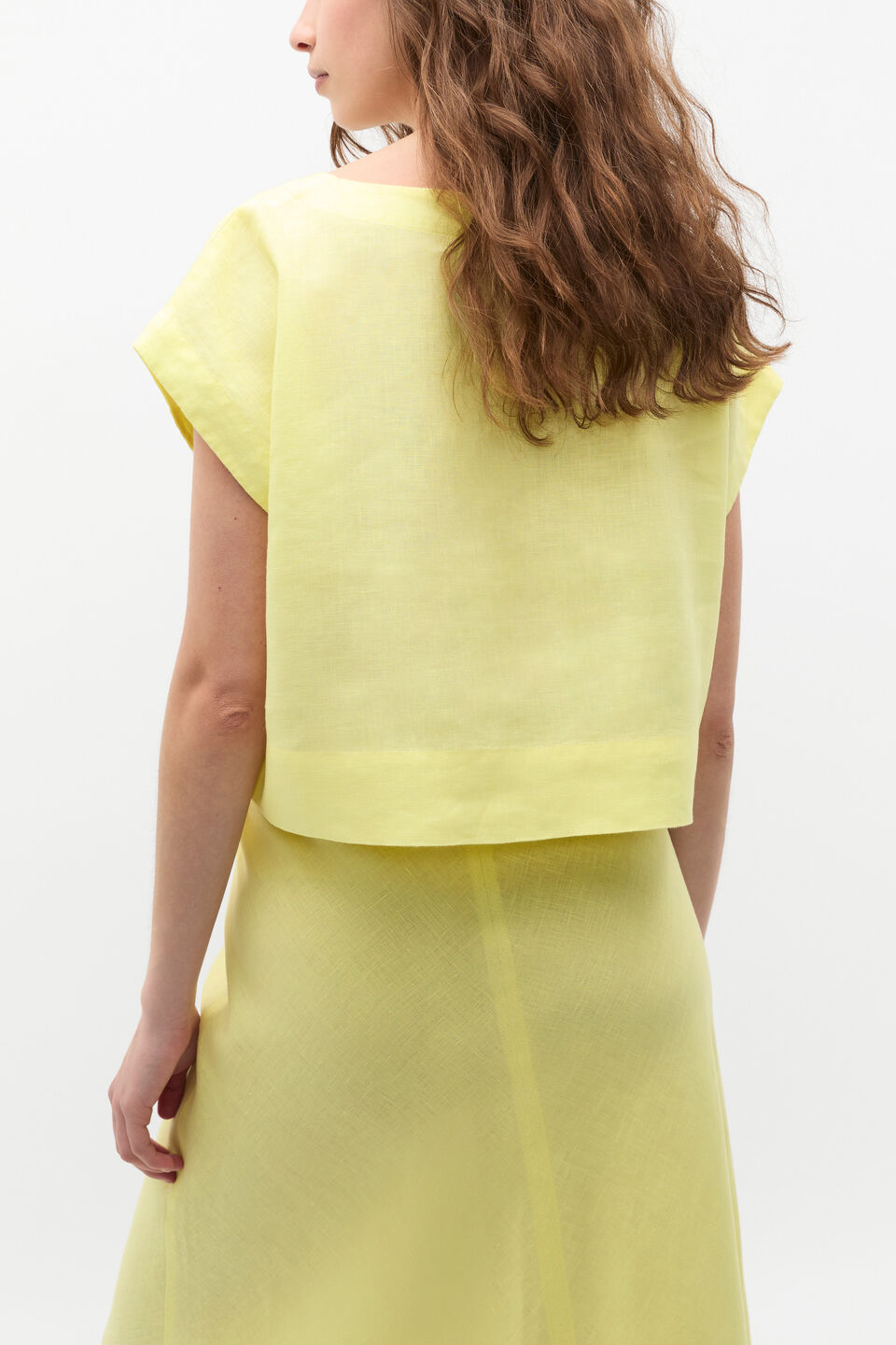 Linen Boxy Shell Top  Lemongrass