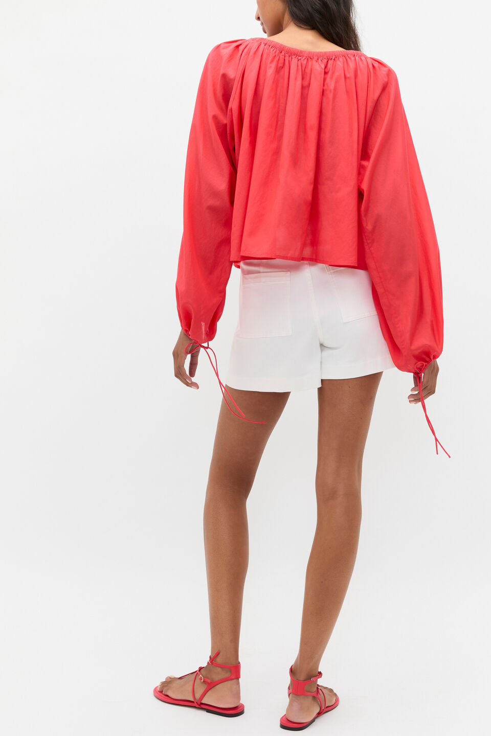 Voile Scoop Neck Blouse  Electric Crimson