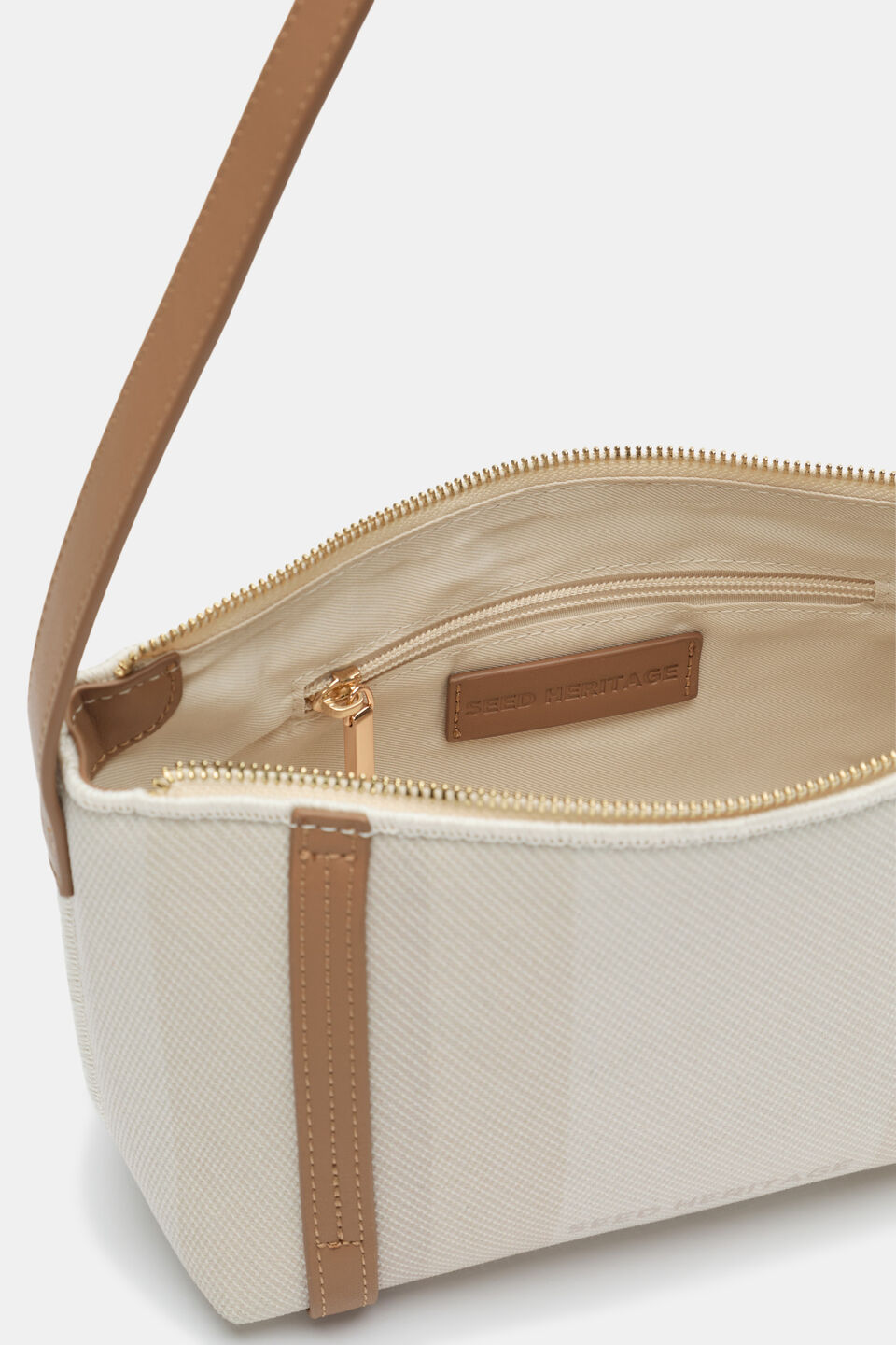 Textured Stripe Shoulder Bag  Natural