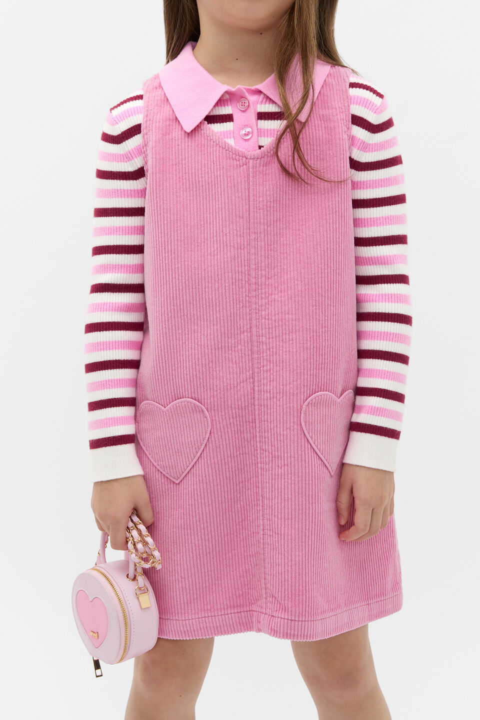 Heart Pocket Pinafore  Candy Pink