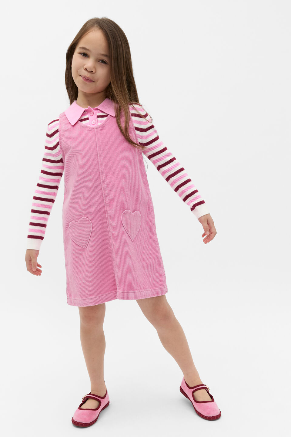 Heart Pocket Pinafore  Candy Pink