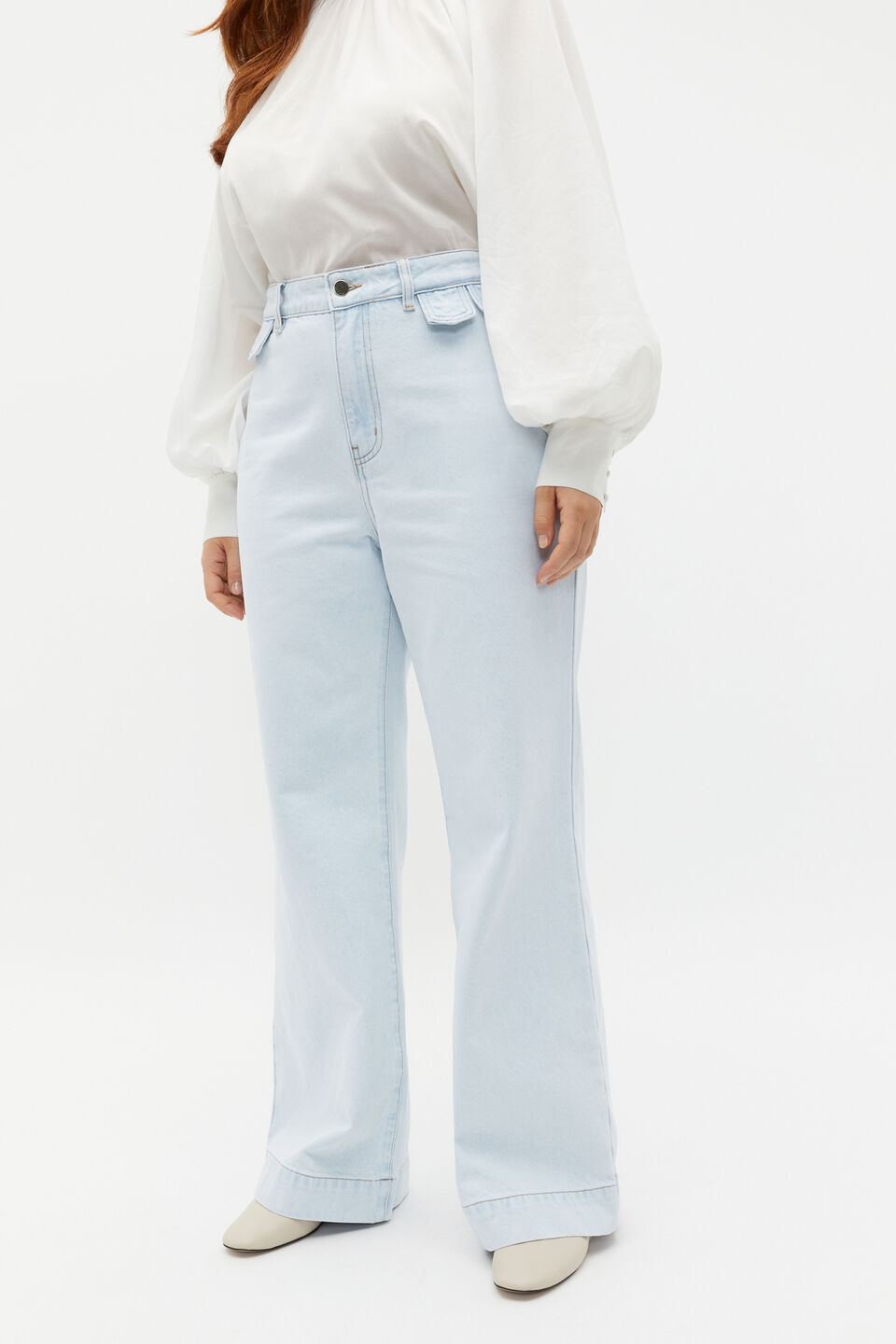 Denim Wide Leg Rigid Jean  Stone Blue Wash