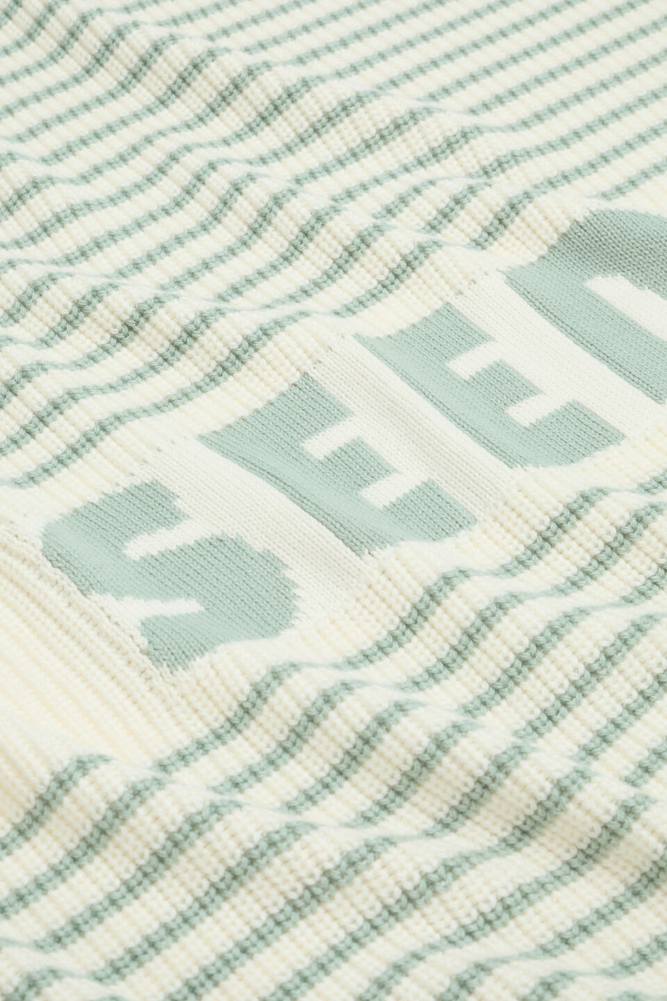 Logo Stripe Knit Blanket  Sage Stripe