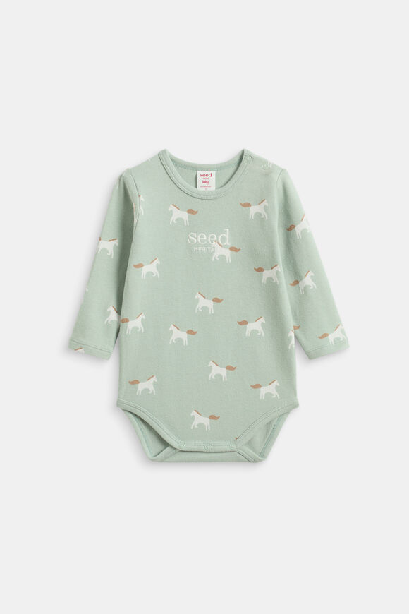 Horse Logo Bodysuit  Sage  hi-res