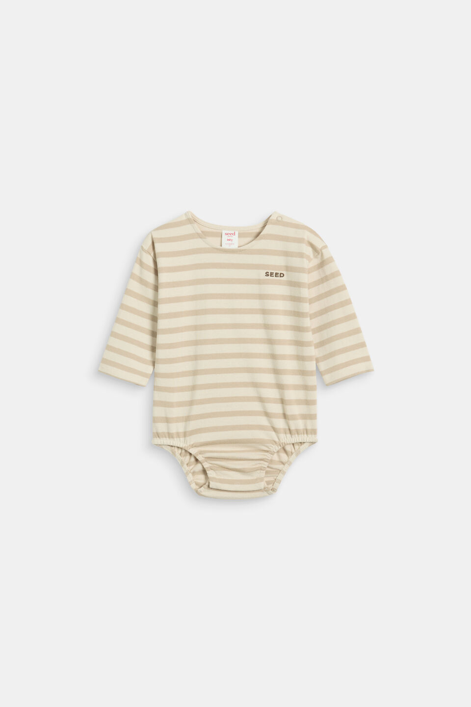 Logo Stripe Bodysuit  Milk Tea