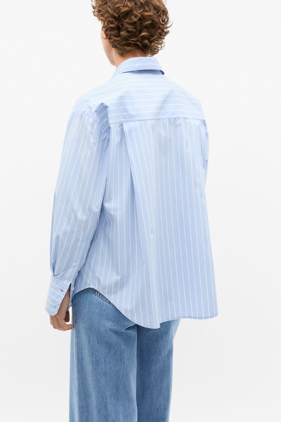 Poplin Pocket Front Shirt  Mist Blue Stripe