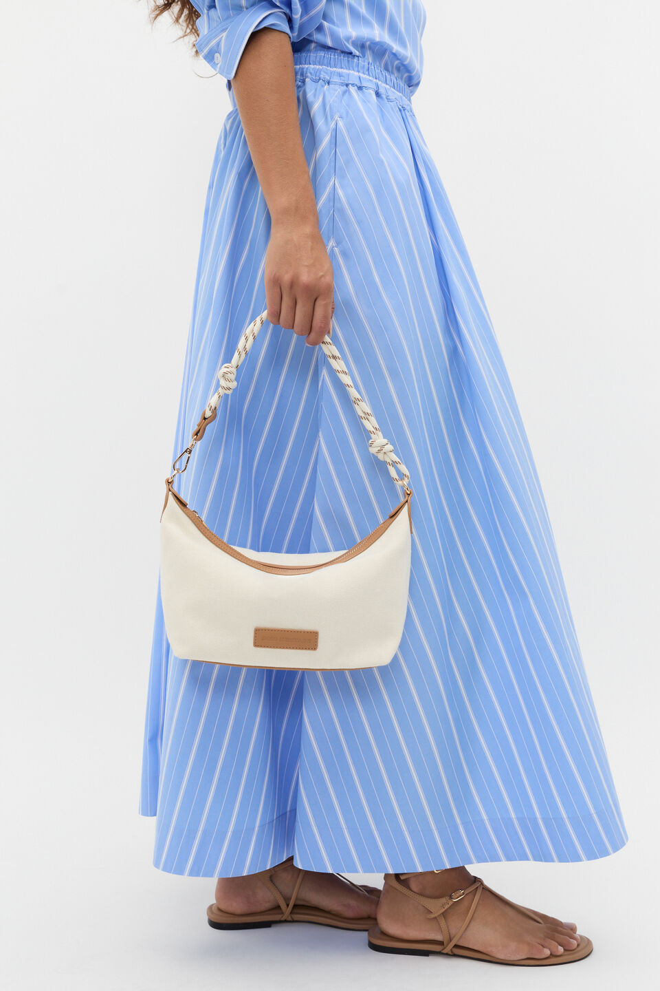 Poplin Variegated Stripe Skirt  Cornflower Blue Stripe