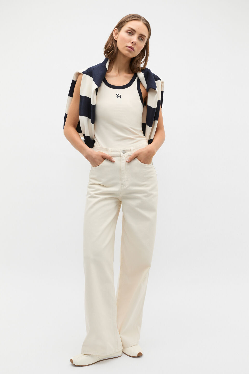 70s Wide Leg Jean  Coconut Cream
