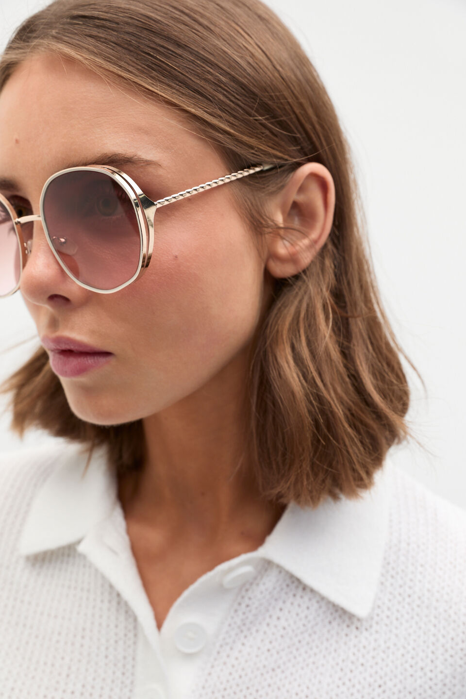 Nadia Round Sunglasses  Cream