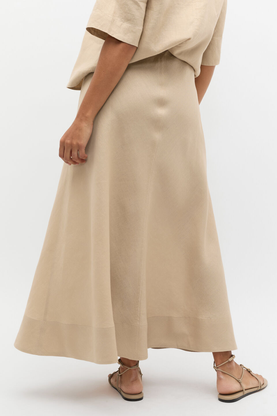 Core Linen Seam Front Skirt  Iced Latte