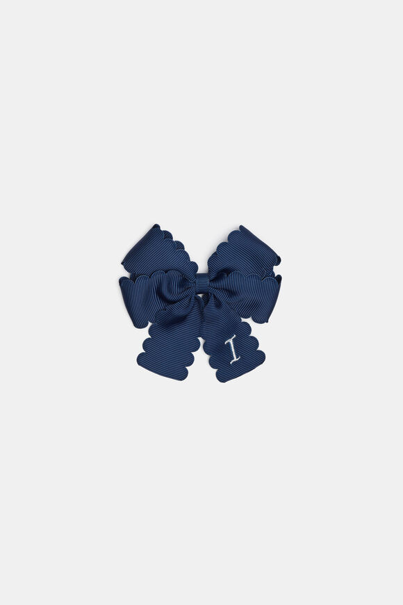 Grosgrain Initial Bow Duck Clip  I  hi-res