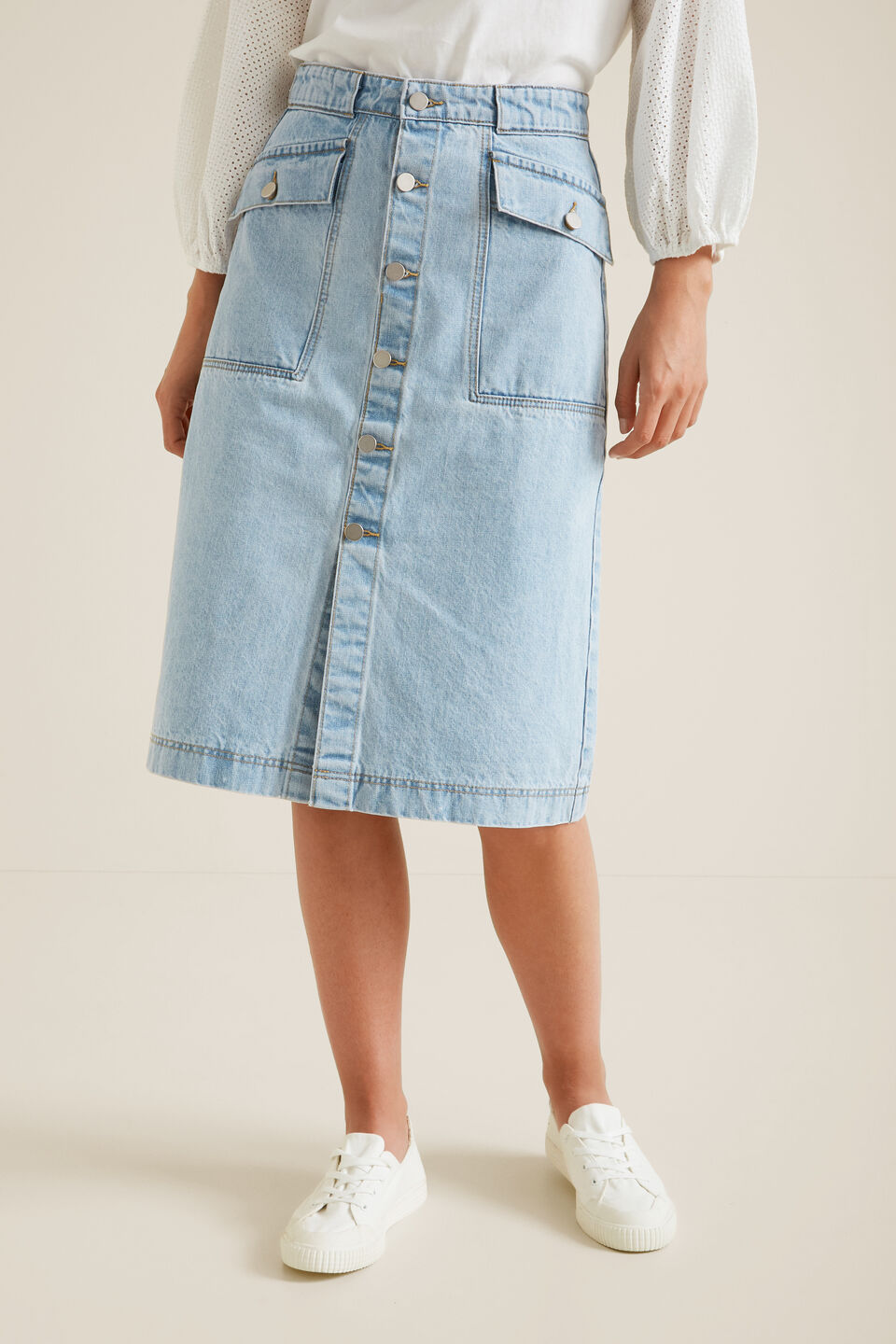 Denim Midi Skirt  