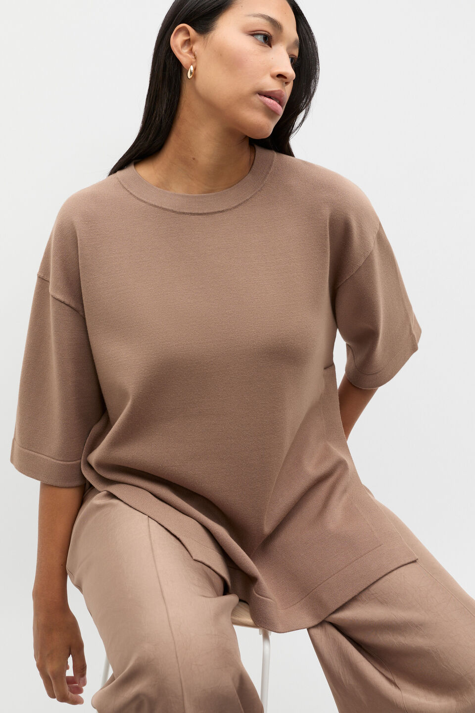 Oversized Side Split Knit  Nutmeg