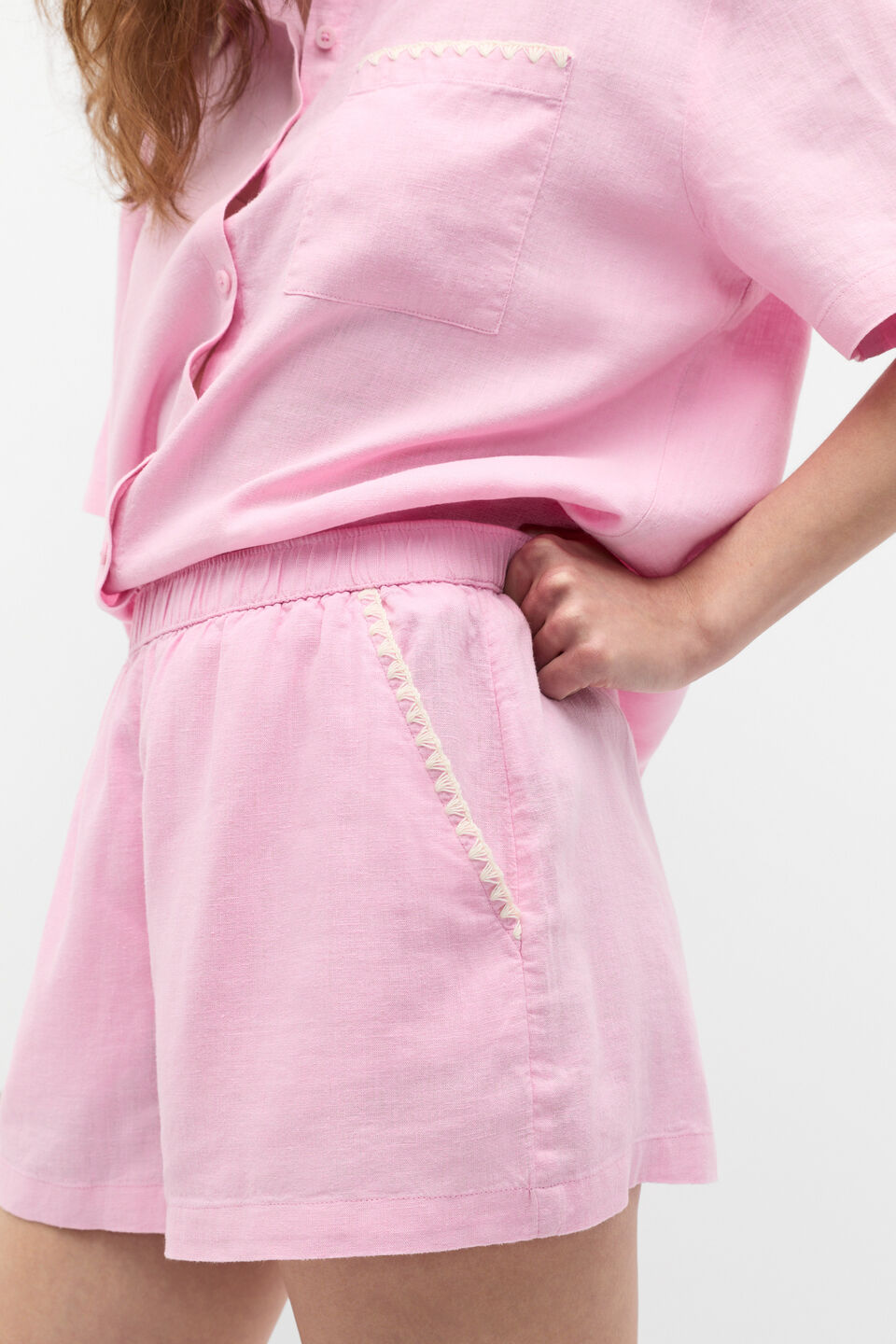 Embroidered Shirt and Short PJ Set  Fairy Floss