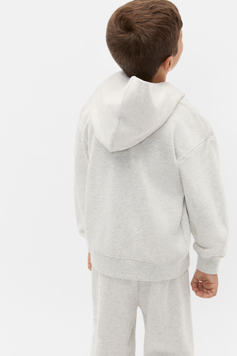 Piping Detail Hoodie  Light Grey Marle