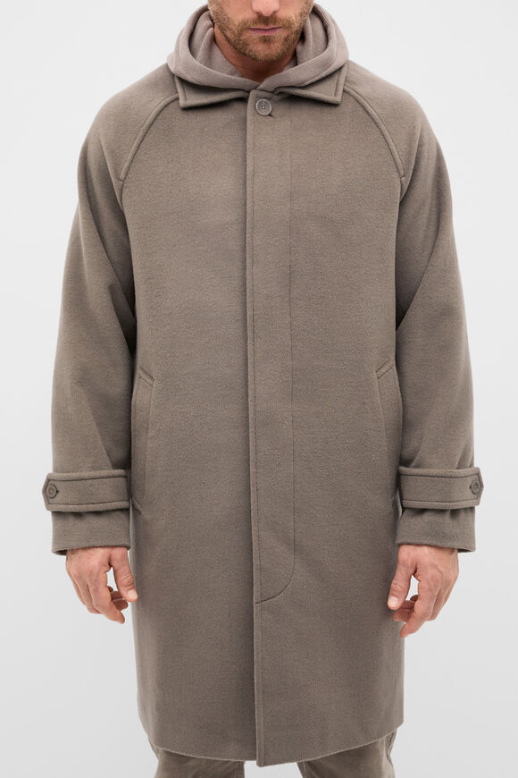 Wool Blend Coat  Taupe  hi-res