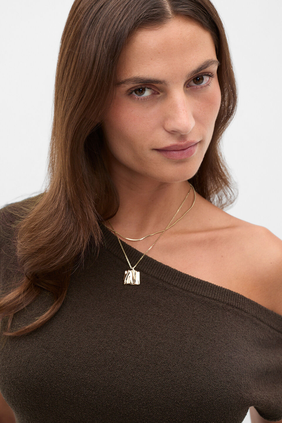 Square Molten Pendant Necklace  Gold