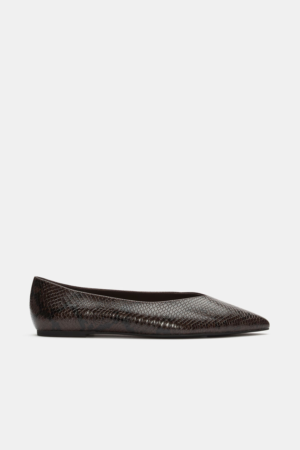 Clem Pointed Ballet Flat  Coffee Bean Snake Print