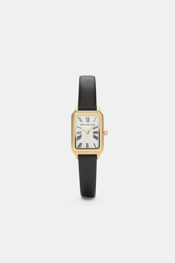 Seed Leather Watch  Black  hi-res