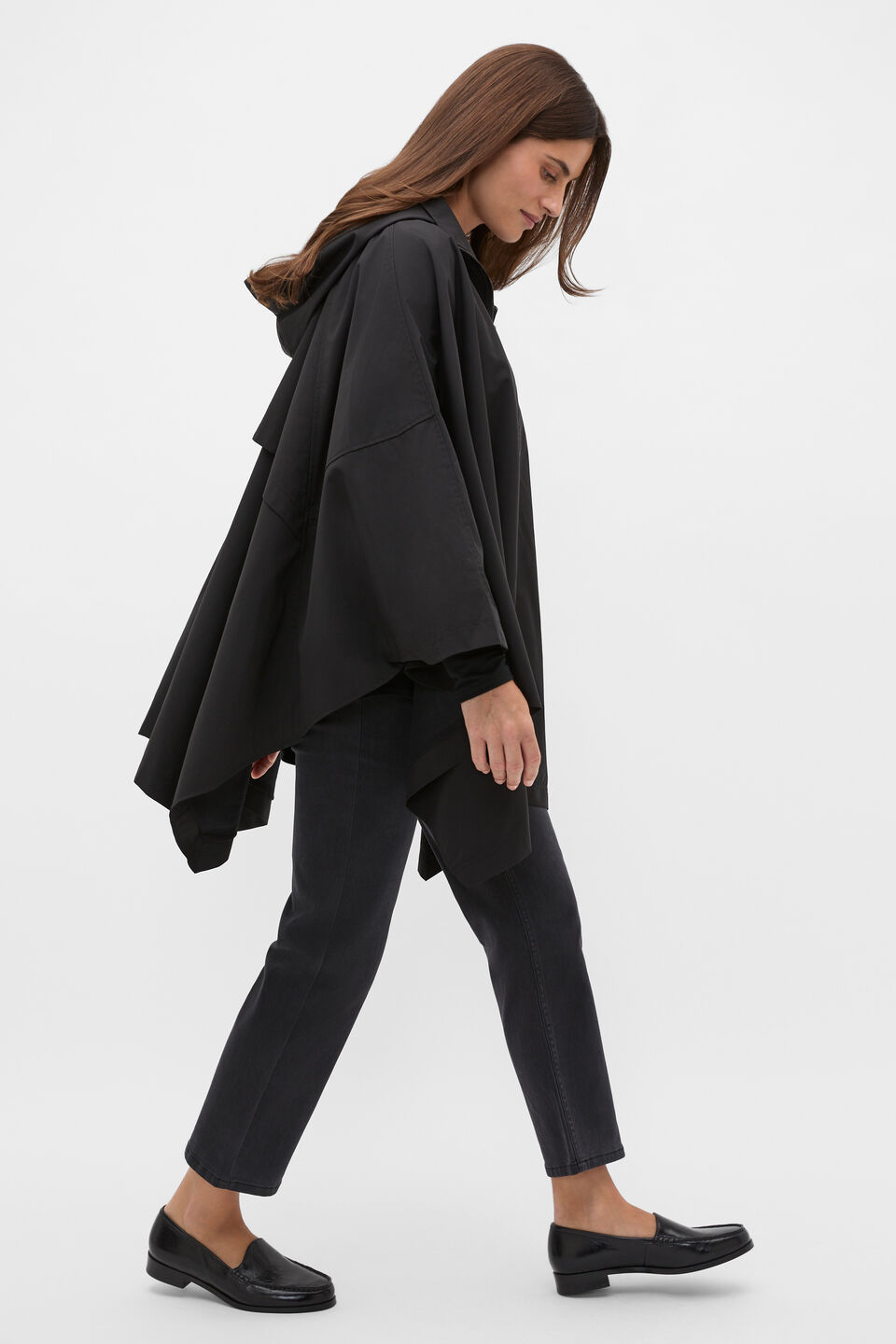 Hooded Rain Cape  Black
