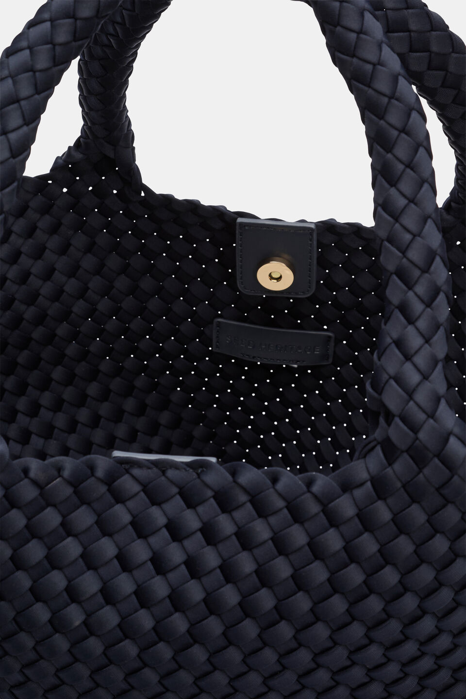 Woven Textured East West Tote  Twilight Blue