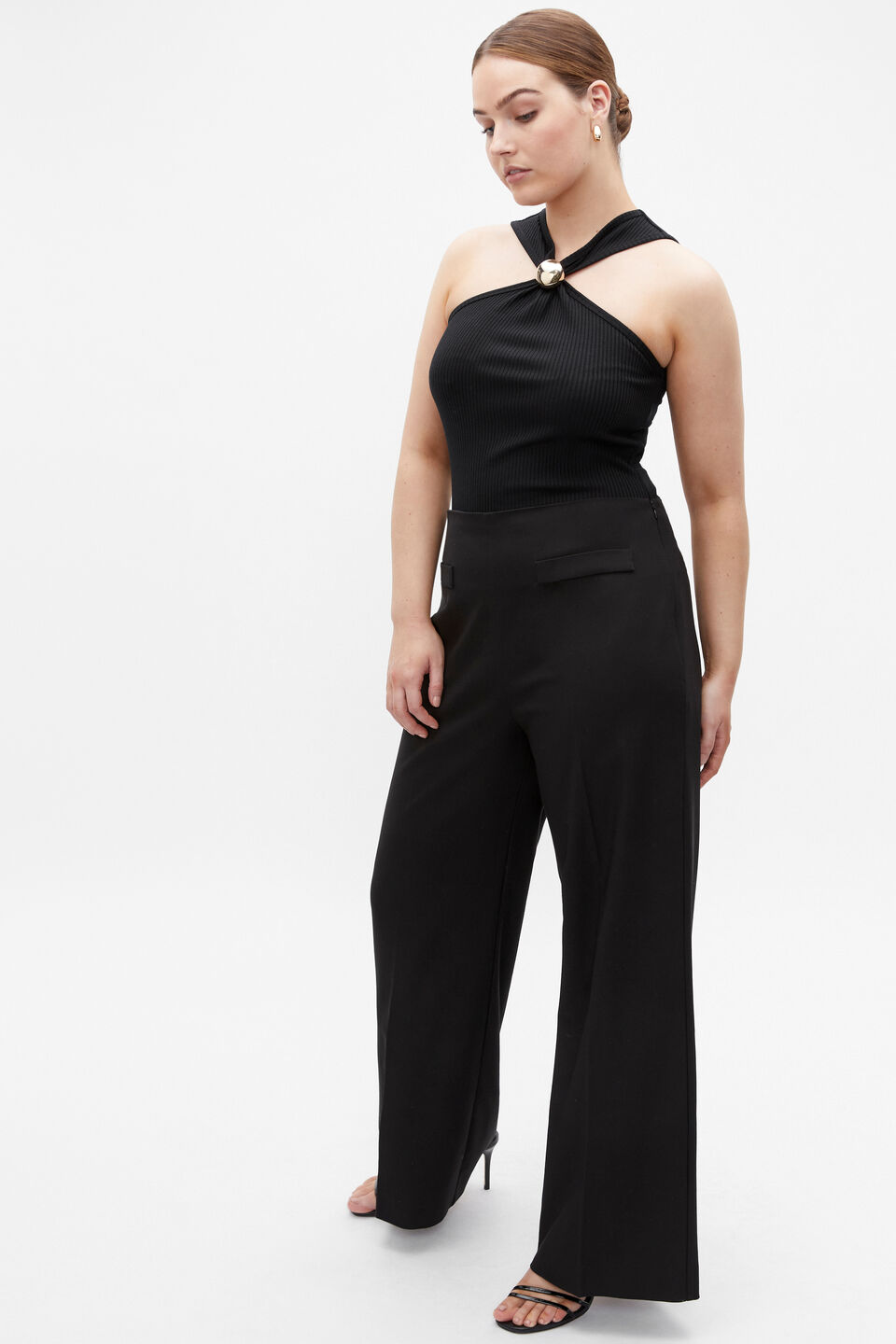 Halter Rib Tank  Black