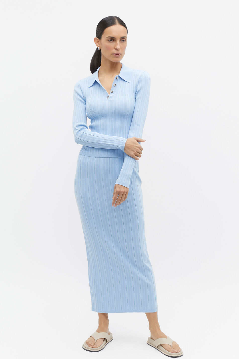 Rib Knit Skirt  Frost Blue