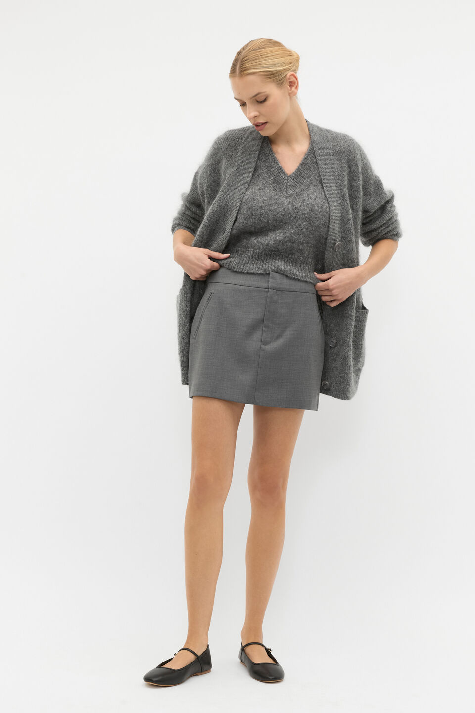 Crossdye Mini Skirt  Charcoal Crossdye