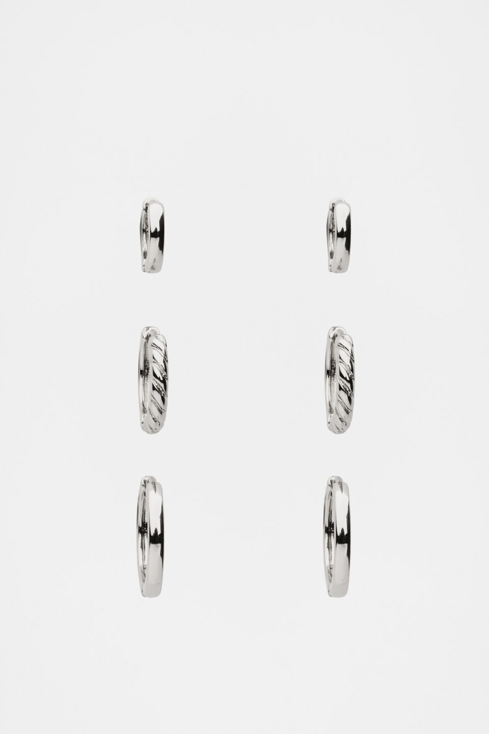 Textured Huggie Ear Pack  Silver