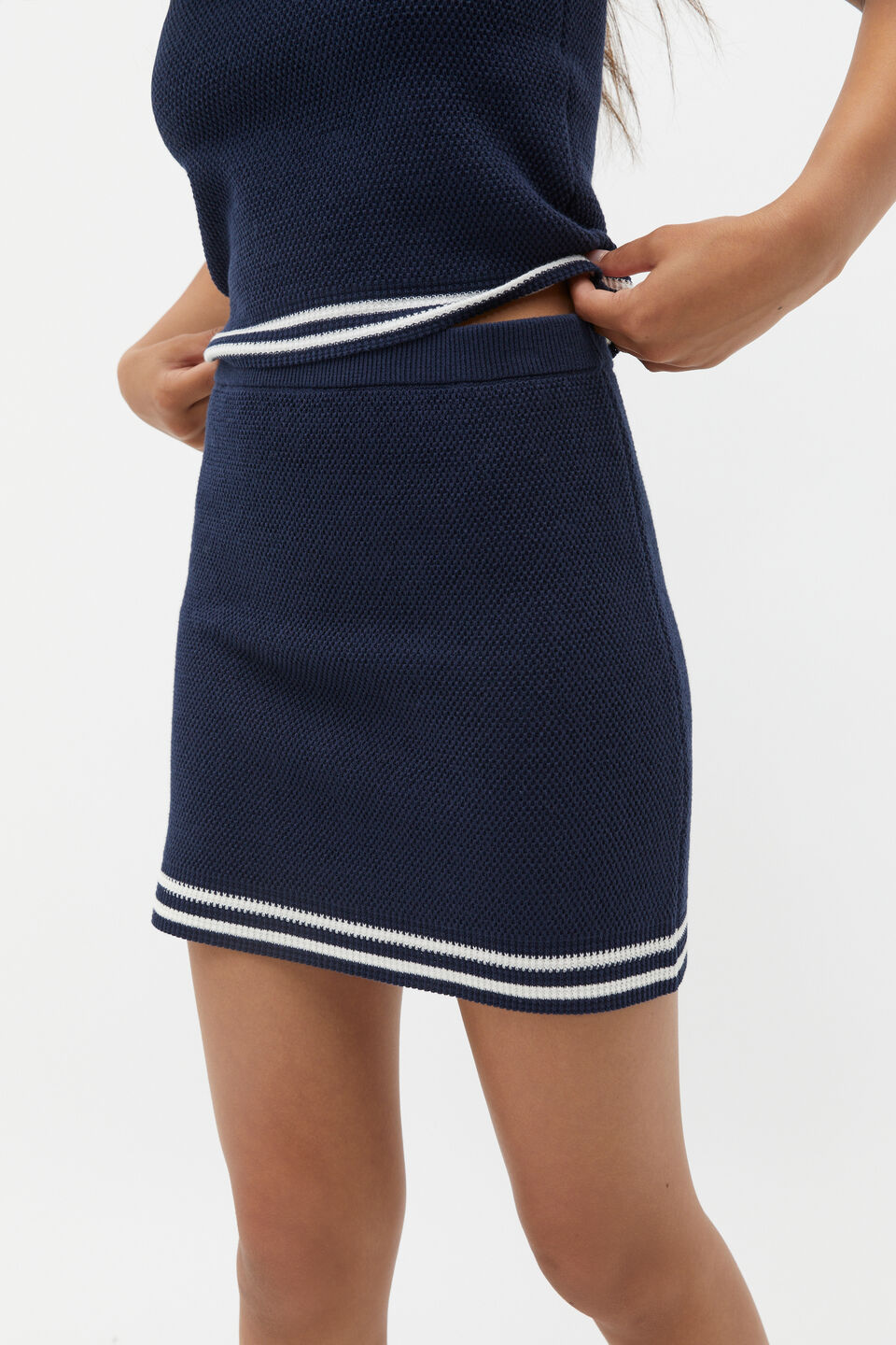 Textured Knit Skirt  New Navy