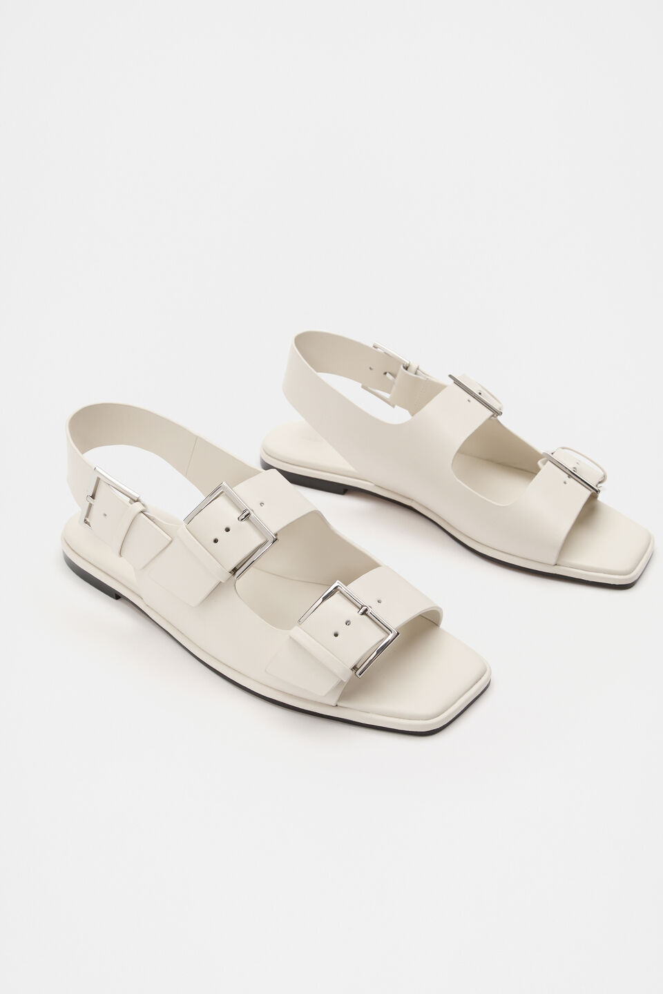 Iris Triple Buckle Sandal  Cream