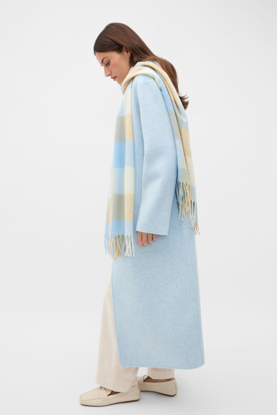 Check Scarf  Soft Blue Multi