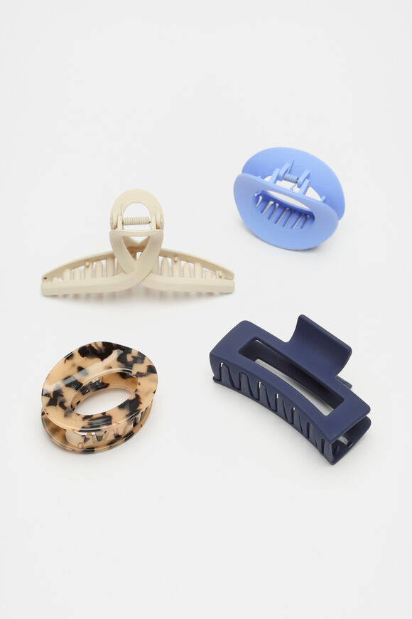 Curved Hair Claw Pack  Cornflower Blue  hi-res