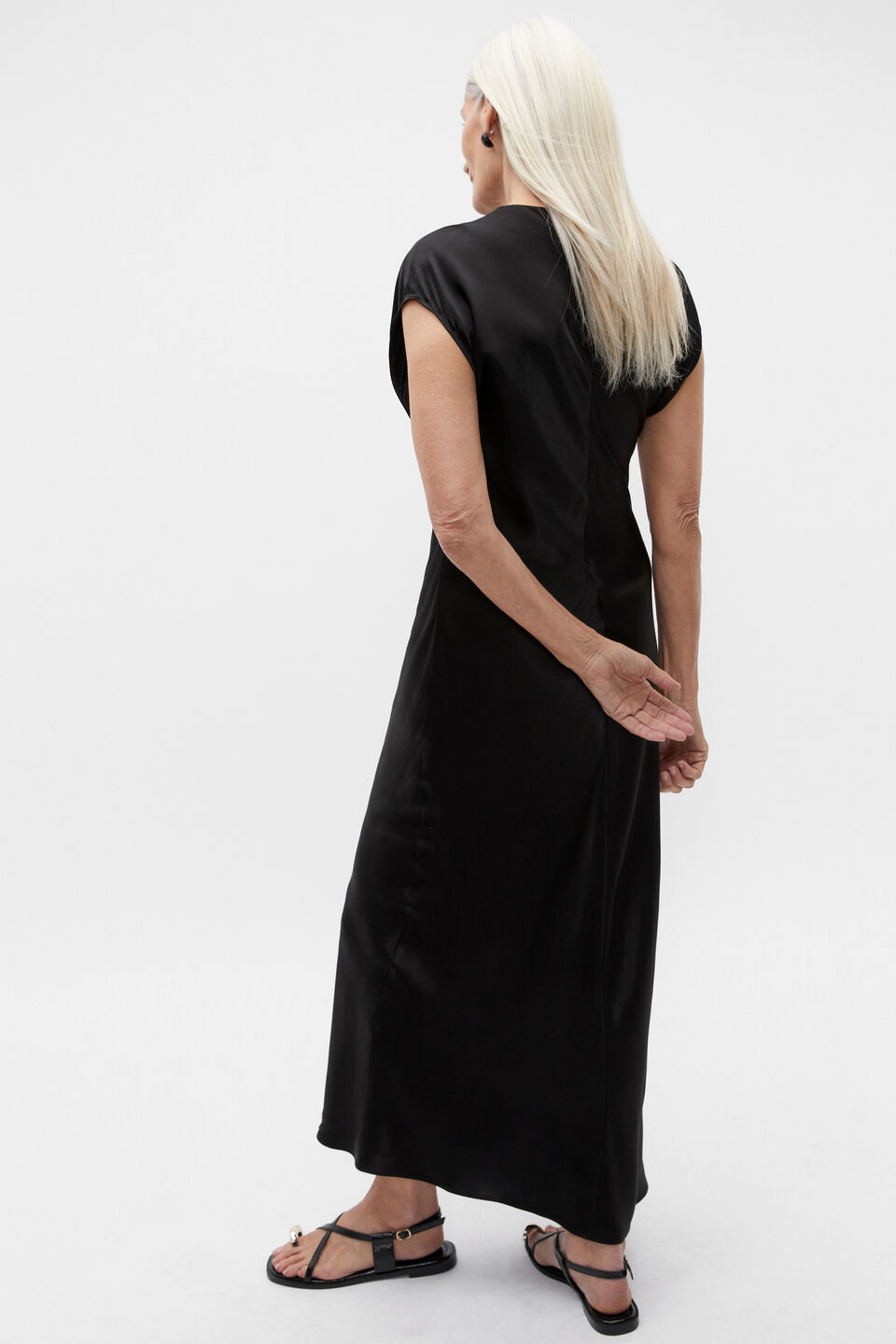 Satin Column Dress  Black