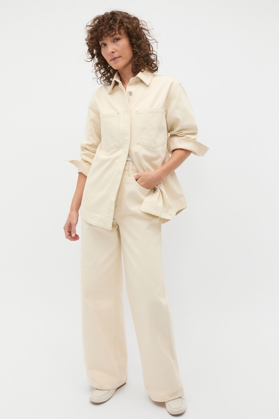 Denim Yoke Detail Shirt  Tofu