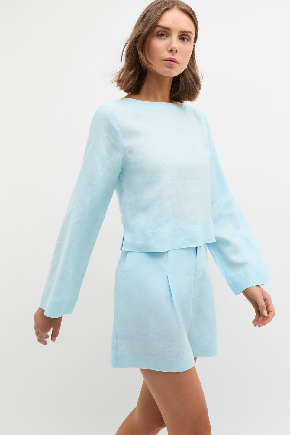 Linen Boat Neck Top  Skyway