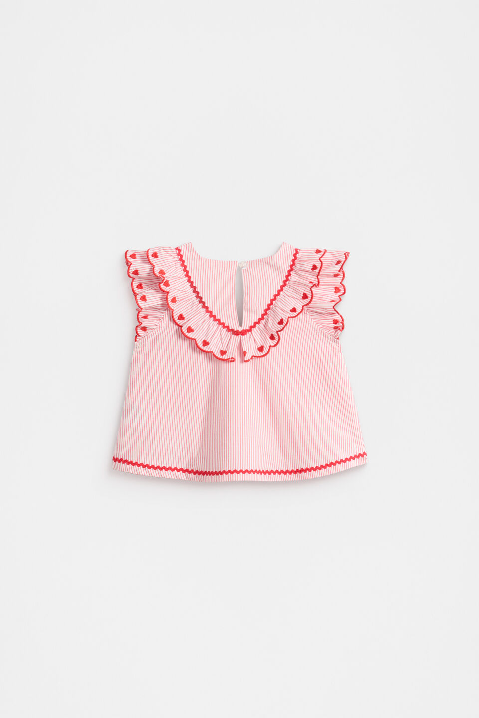 Stripe Scallop Top  Strawberry Red