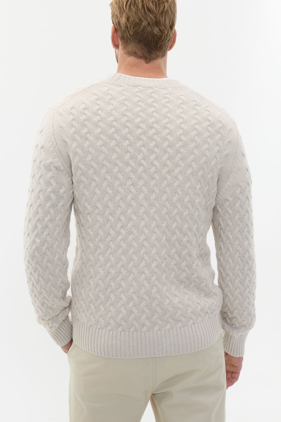 Wool Blend Cable Knit  Cool Stone Marle