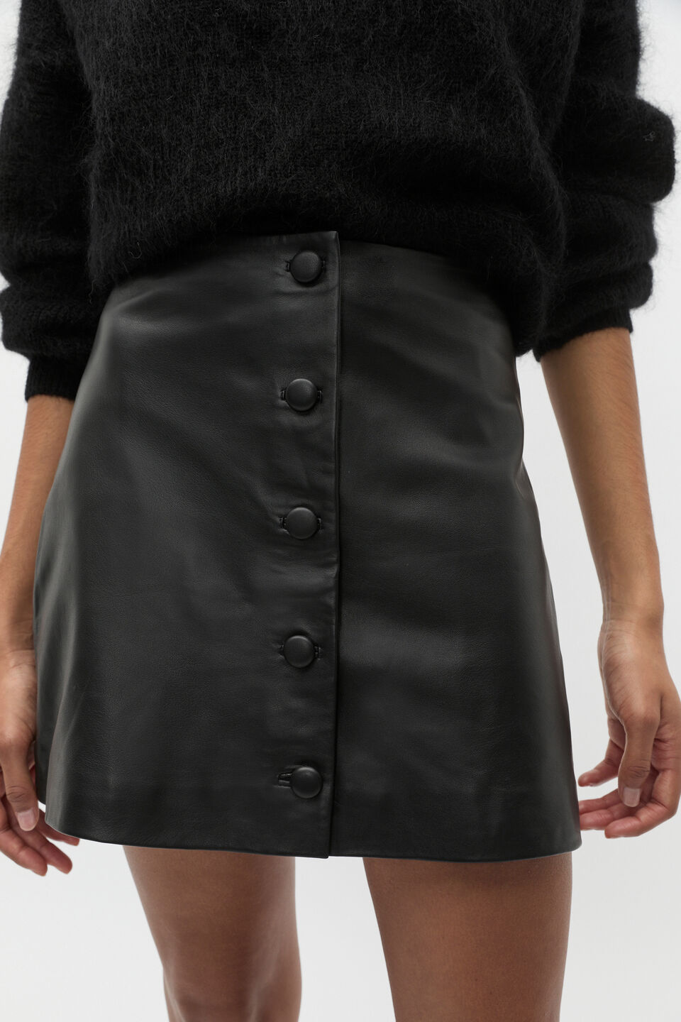 Leather Mini Skirt  Black