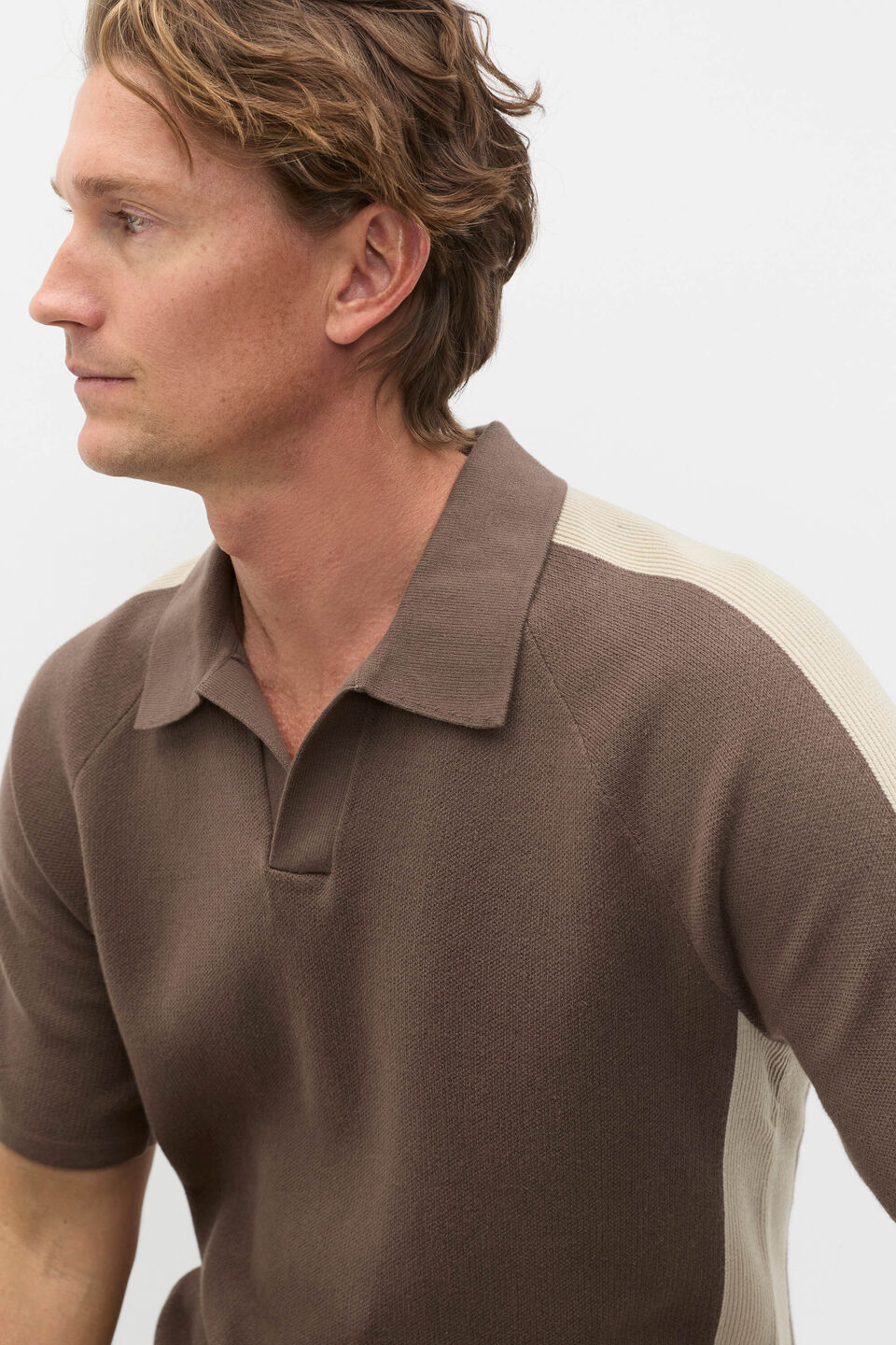Colourblock Trophy Polo  Cocoa