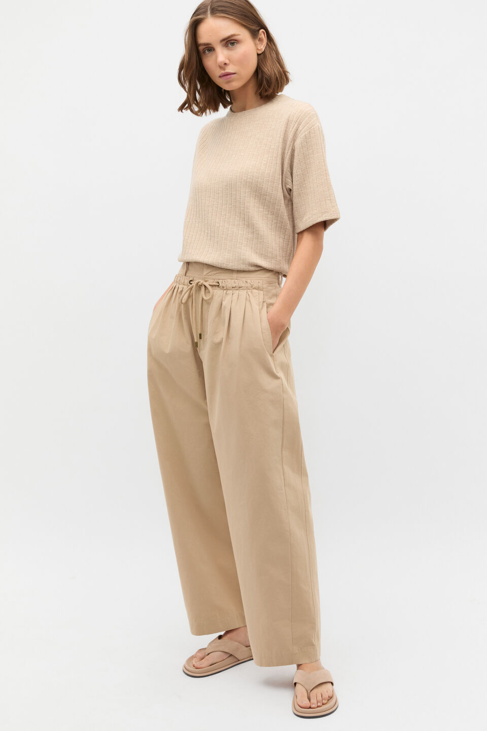 Textured Longline Boxy Tee  Iced Latte Twist