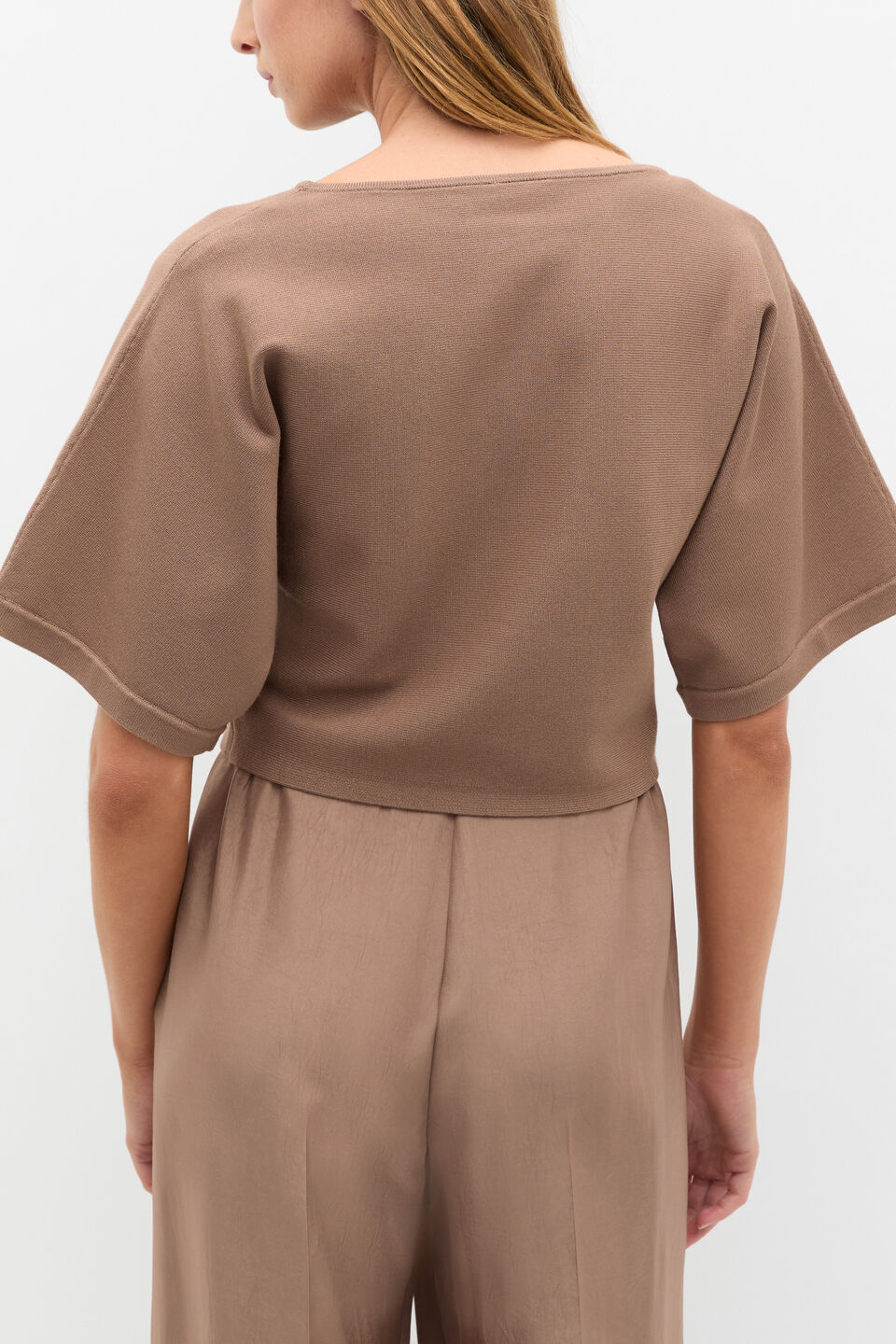 Compact Crepe Knit Top  Nutmeg