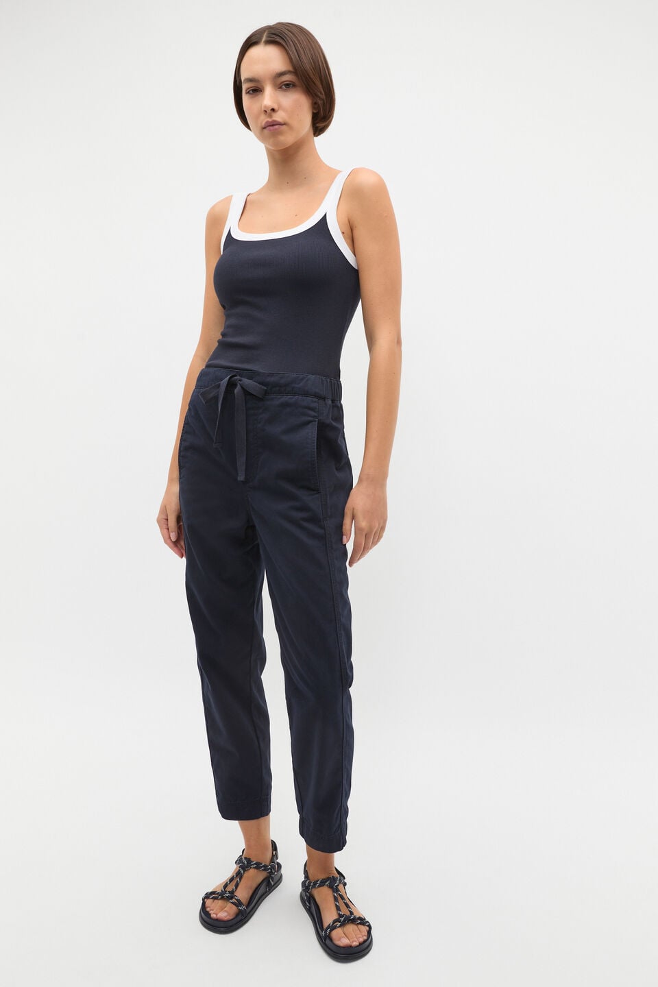 Casual Cotton Tapered Leg Pant  Twilight Blue
