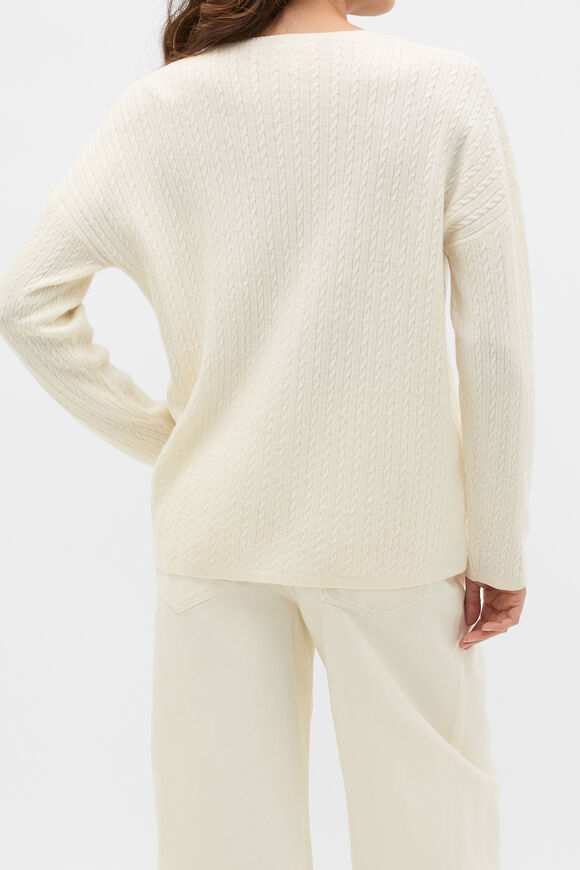 Australian Merino Mini Cable Knit  Coconut Cream  hi-res