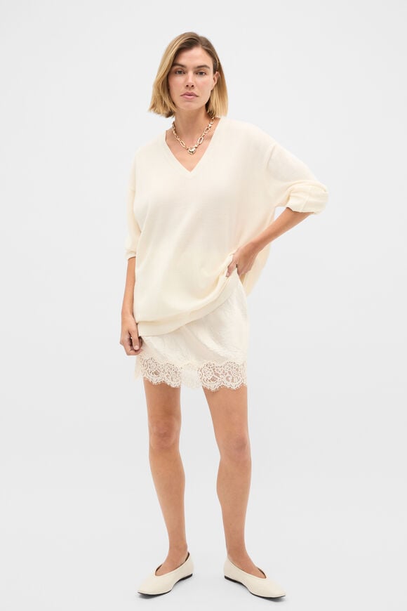 Lace Trim Mini Skirt  Coconut Cream  hi-res
